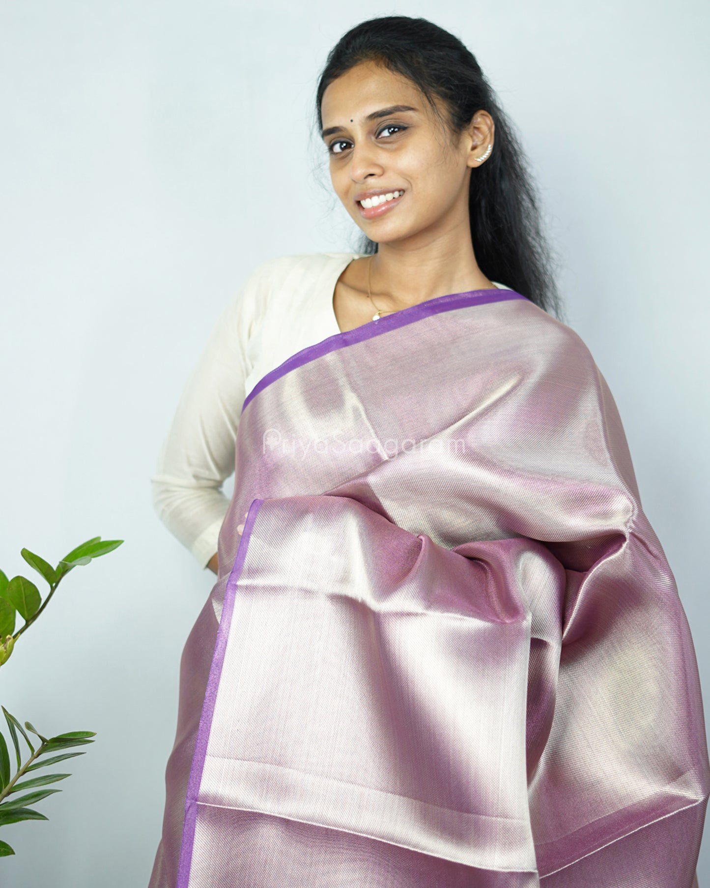 Golden Violet Kanchipuram Tissue Silk - N4803