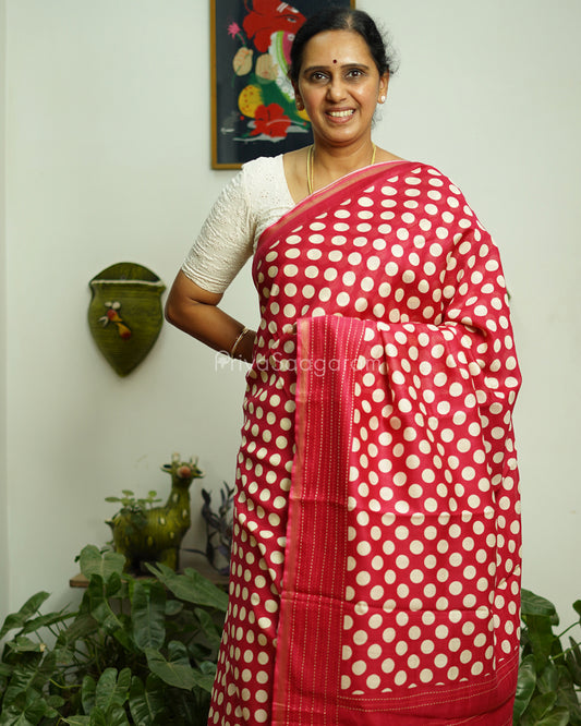Rouge Pink Embroidery Blockprint Chanderi - PC3362