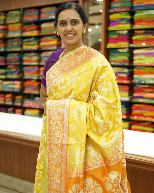 Yellow Banaras Katan Silk - PC1999