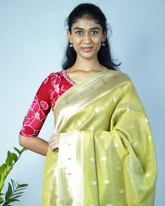 Green Paithani Tissue Banaras - PD1273