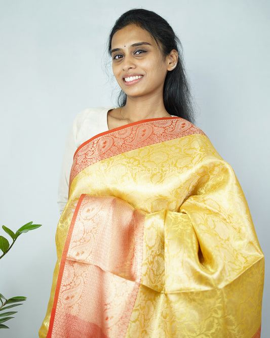 Yellow Red Kanchipuram Tissue Silk - N4803