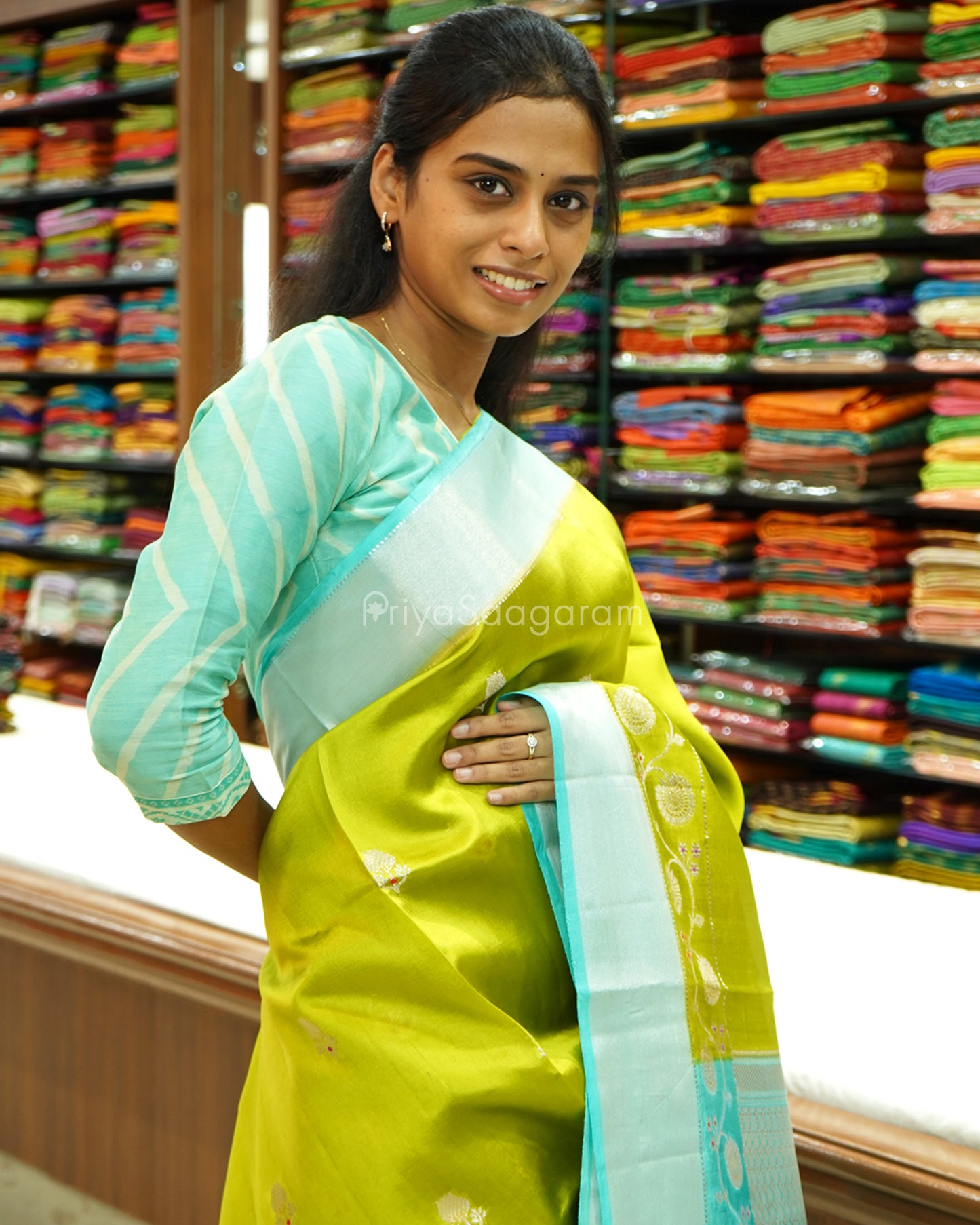 Green Blue Chiniya Silk - PC3199