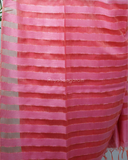Cream Pink Tussar Organza - PD1219