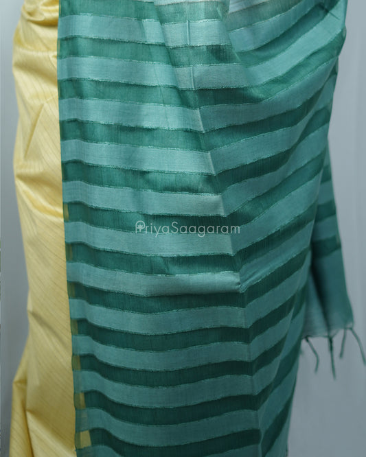 Yellow Green Tussar Organza - PD1217