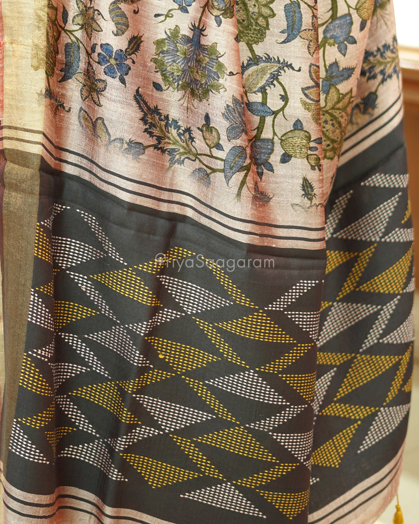 Nude Shade Floral Tussar - PD512