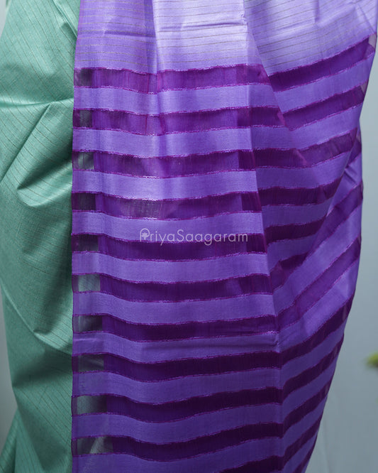 Sea Green Purple Tussar Organza - PD1221