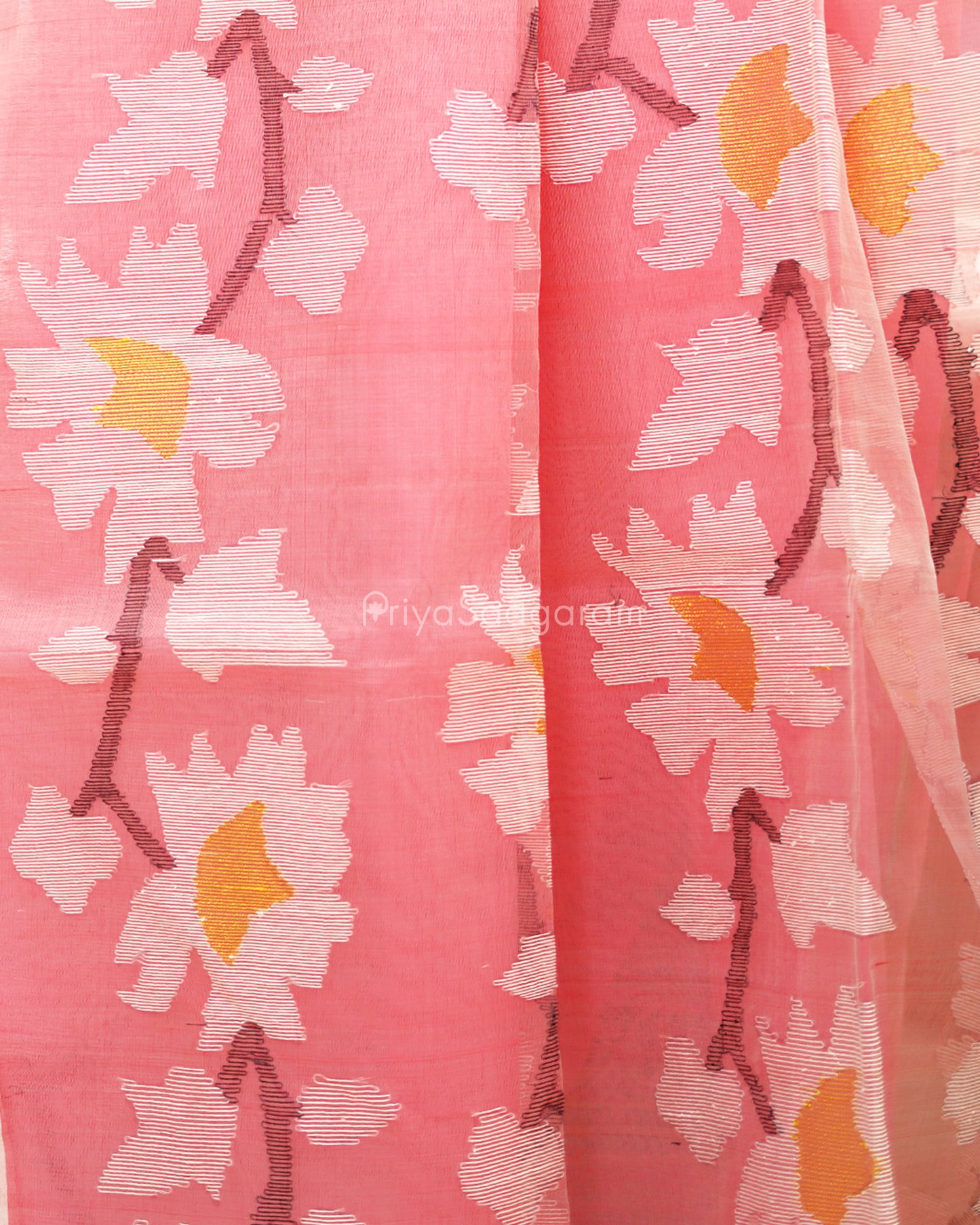 Baby Pink Jamdani Muslin Organza - PD252