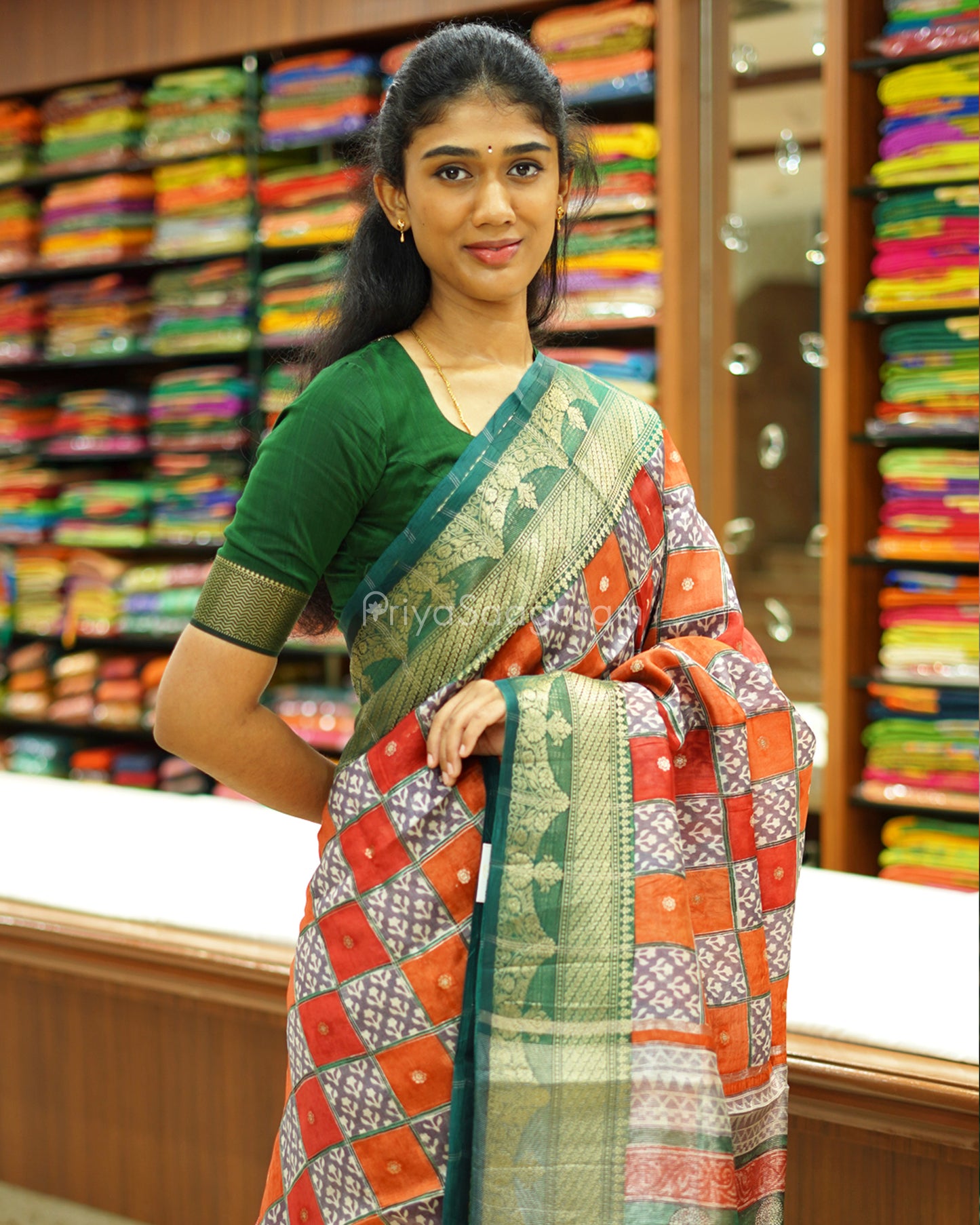 Traditional Checked Kora Silk - PC3196