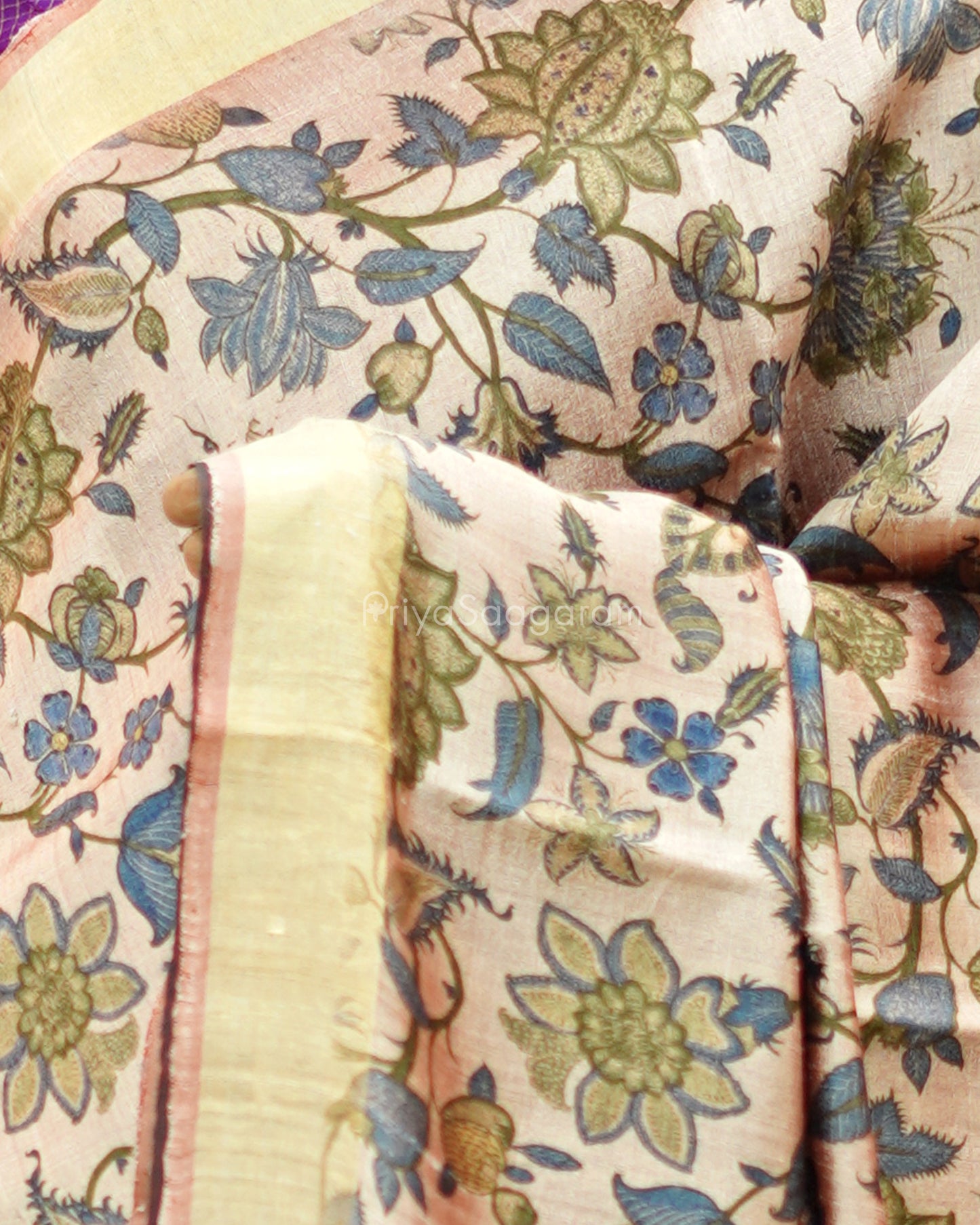 Nude Shade Floral Tussar - PD512