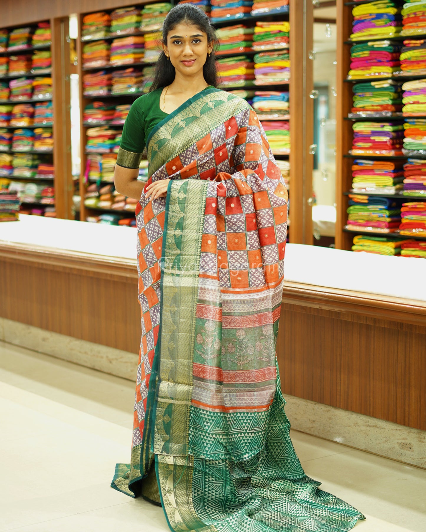 Traditional Checked Kora Silk - PC3196