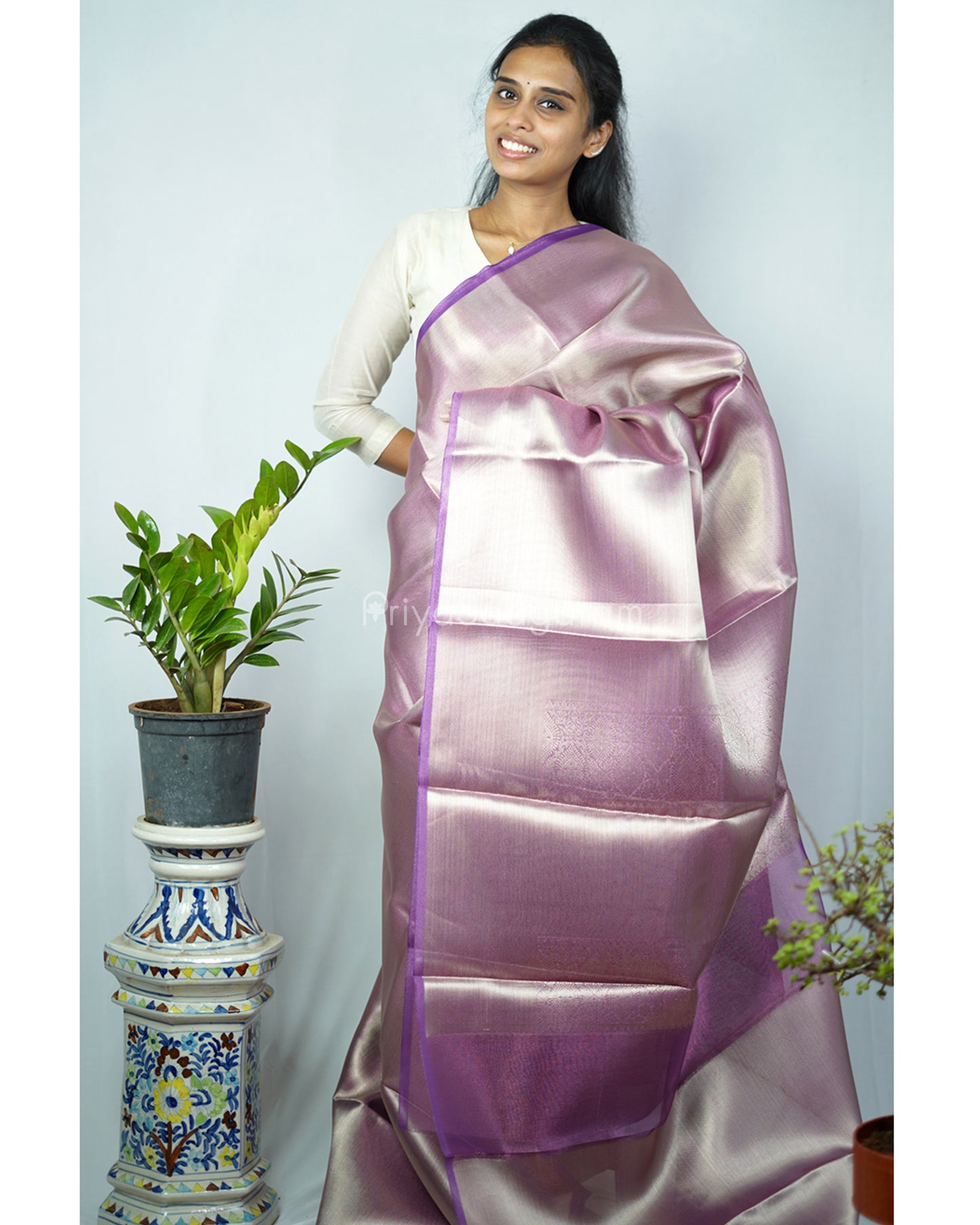 Golden Violet Kanchipuram Tissue Silk - N4803