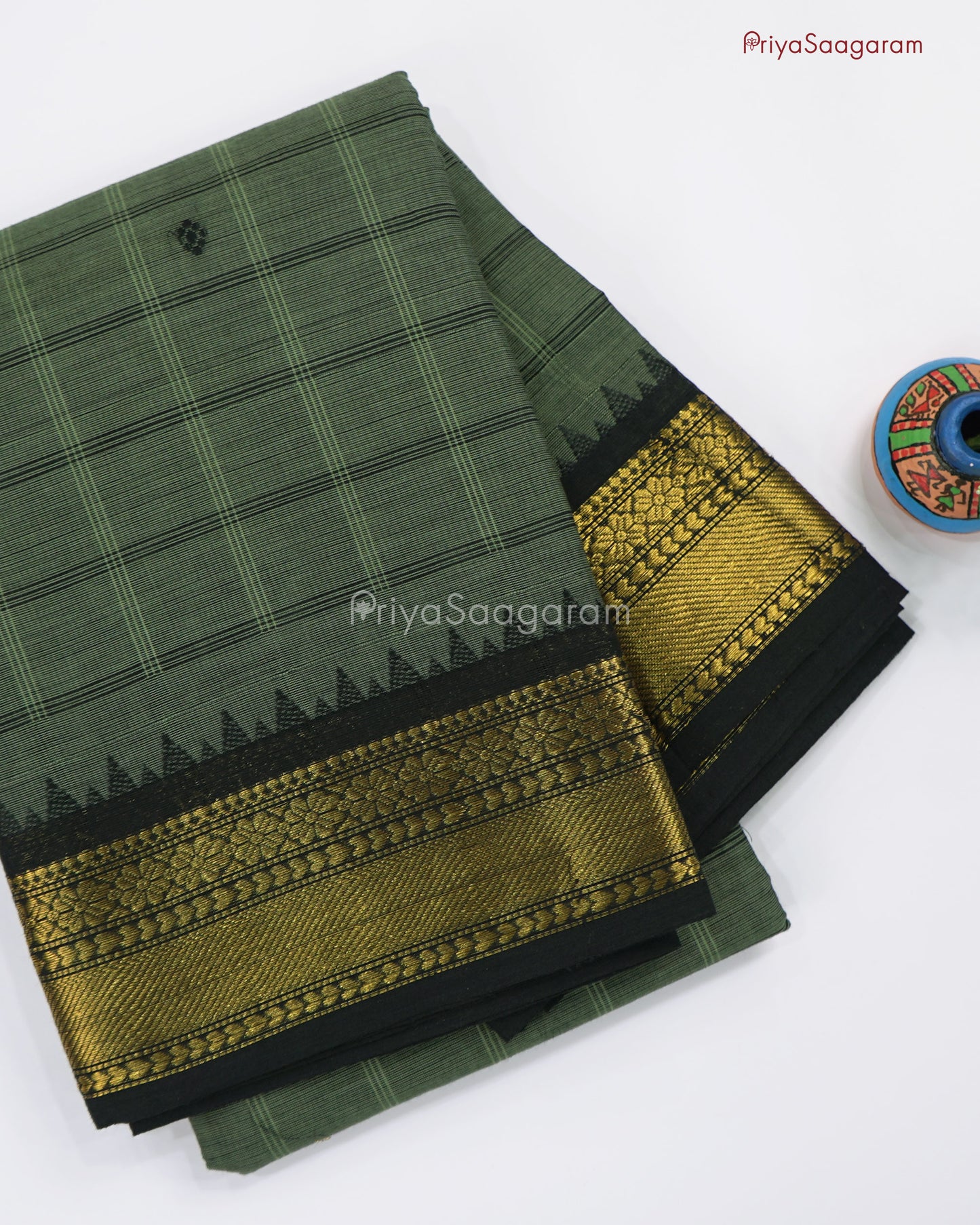 Army Green Chettinad Cotton - N102