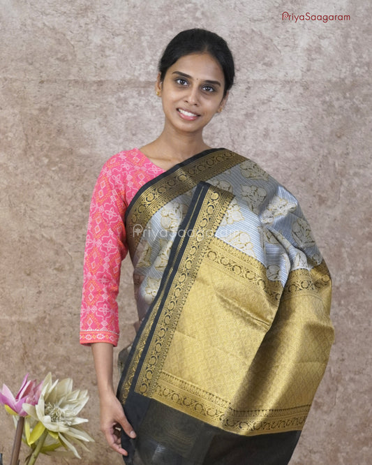 Golden Black Muslin Silk - PD30