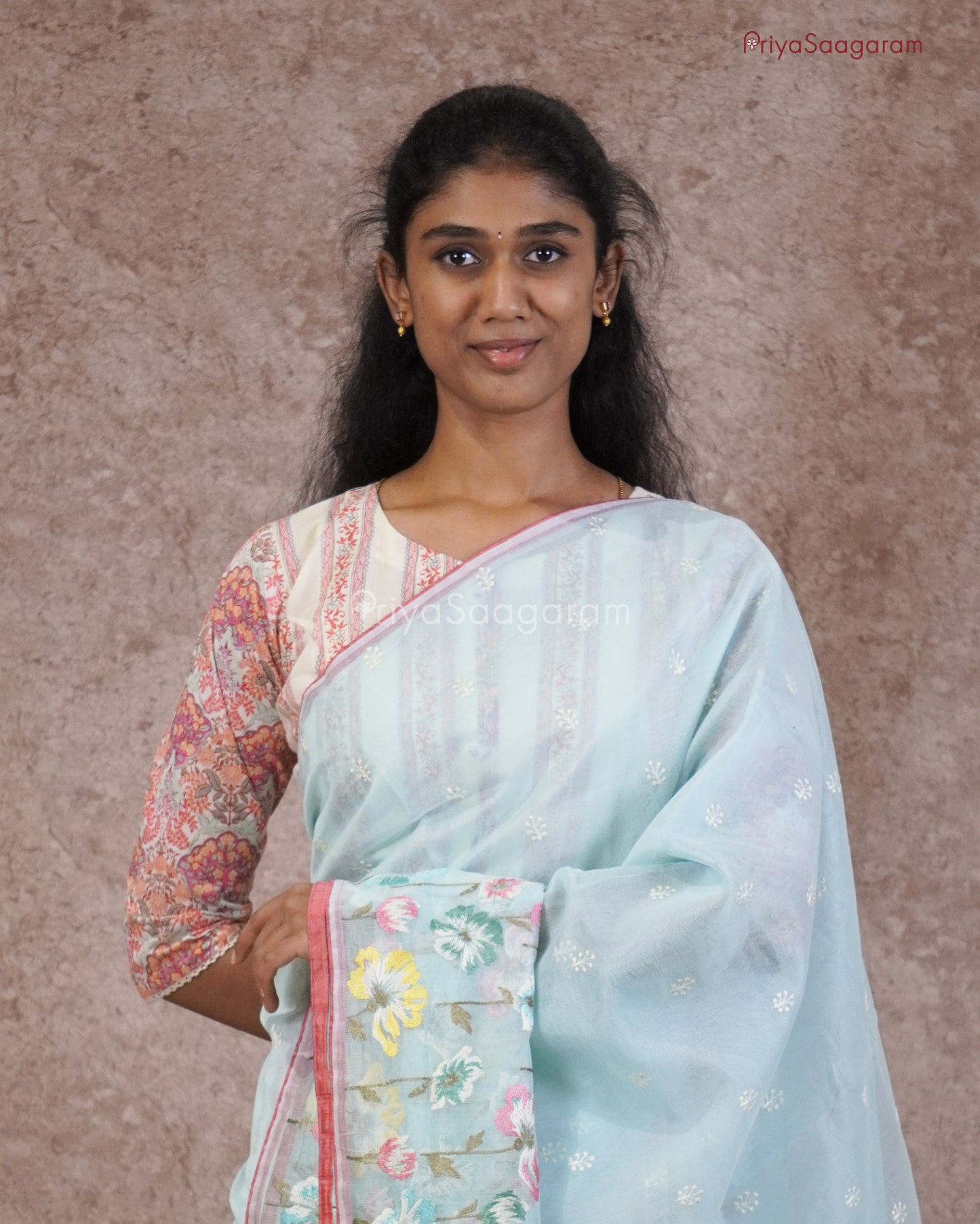 Sky Blue Floral Kota - PC3576