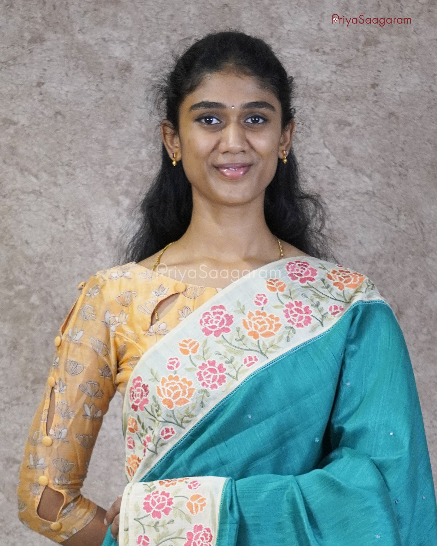 Pine Green Embroidery Tussar - PC1429