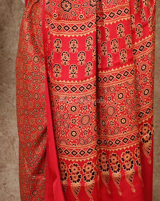 Mittai Pink Ajrak Modal Silk - PD1747