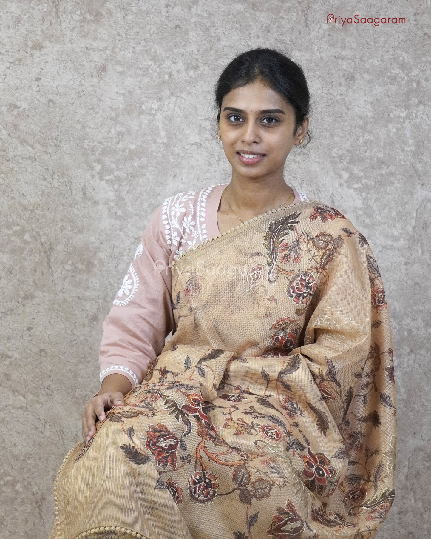 Mustard Floral Aari Kota - PC3297
