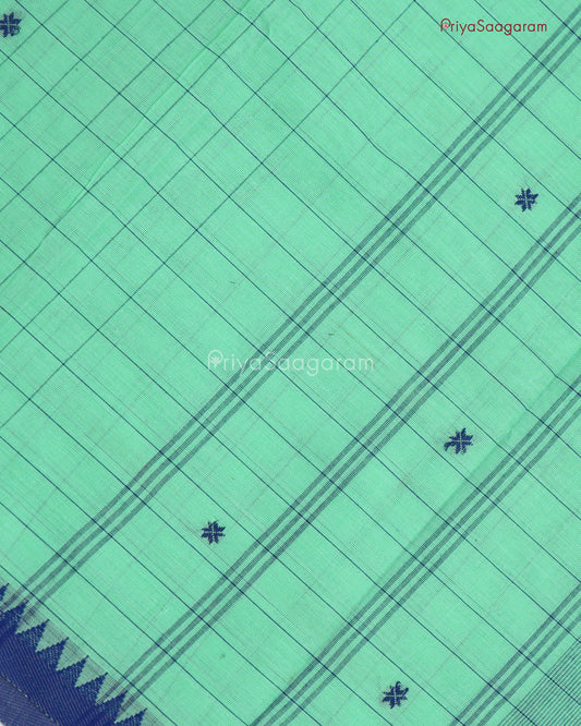 Aquamarine Checked Handloom Cotton - N100
