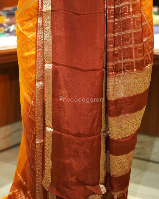 Rustic Brown Yellow Russian Silk - PE364