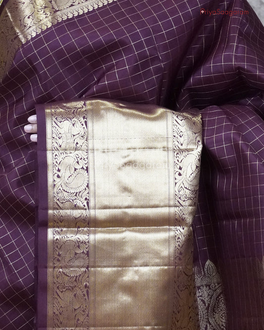 Chocolate Brown Kattam Kanchipuram - M9576