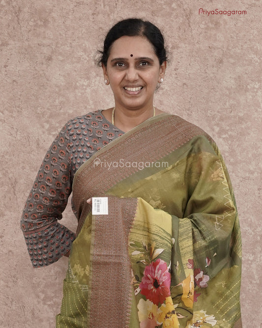 Pickle Green Chanderi - PC2059