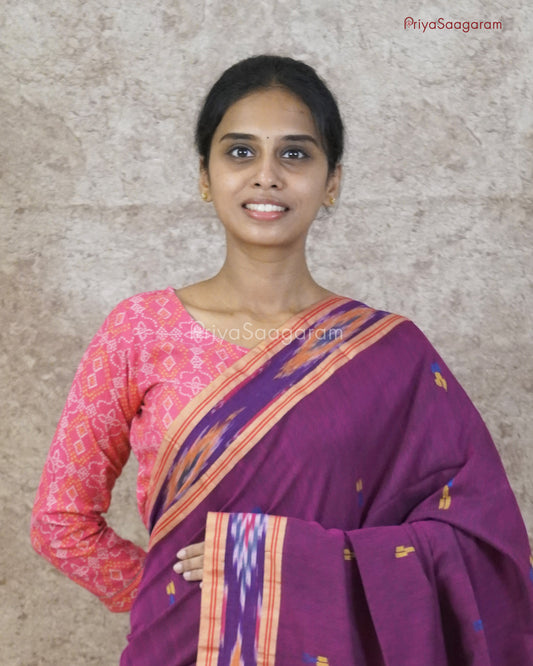 Purple Black Ikkat Cotton - PD68