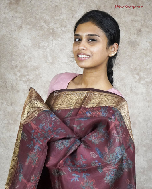 Burgundy Brown Kora Organza - PC512