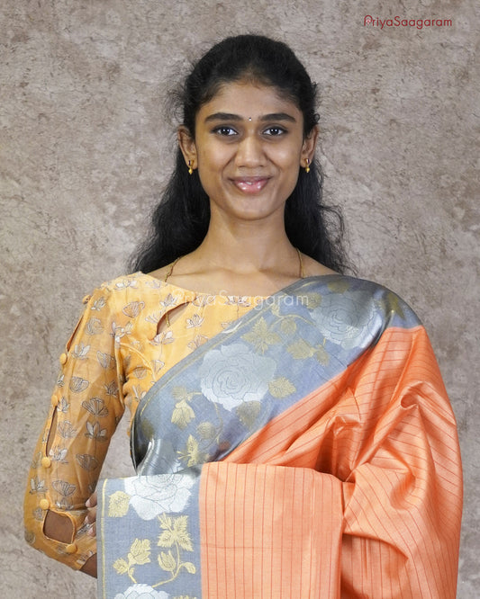 Tangerine Orange Dupion Tussar - PC3766