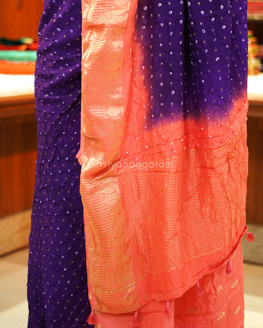 Purple Pink Banaras Bandhani - PE2765
