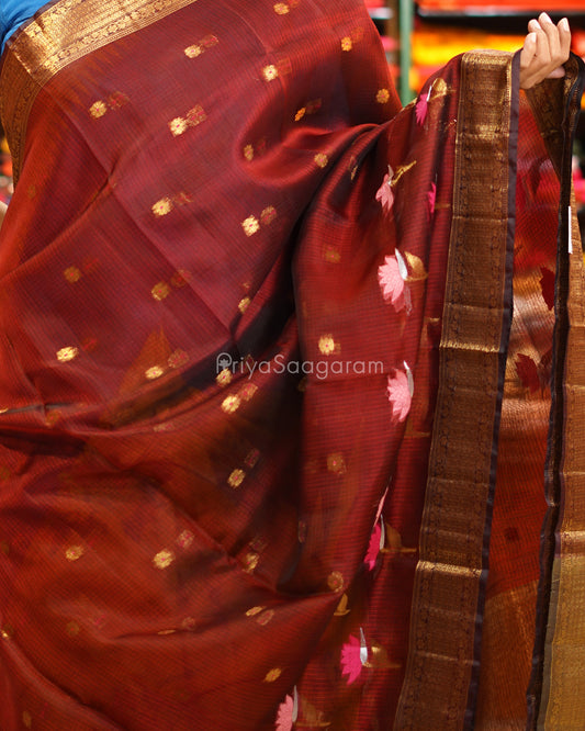 Brown Zari Silk Kota - PE6503