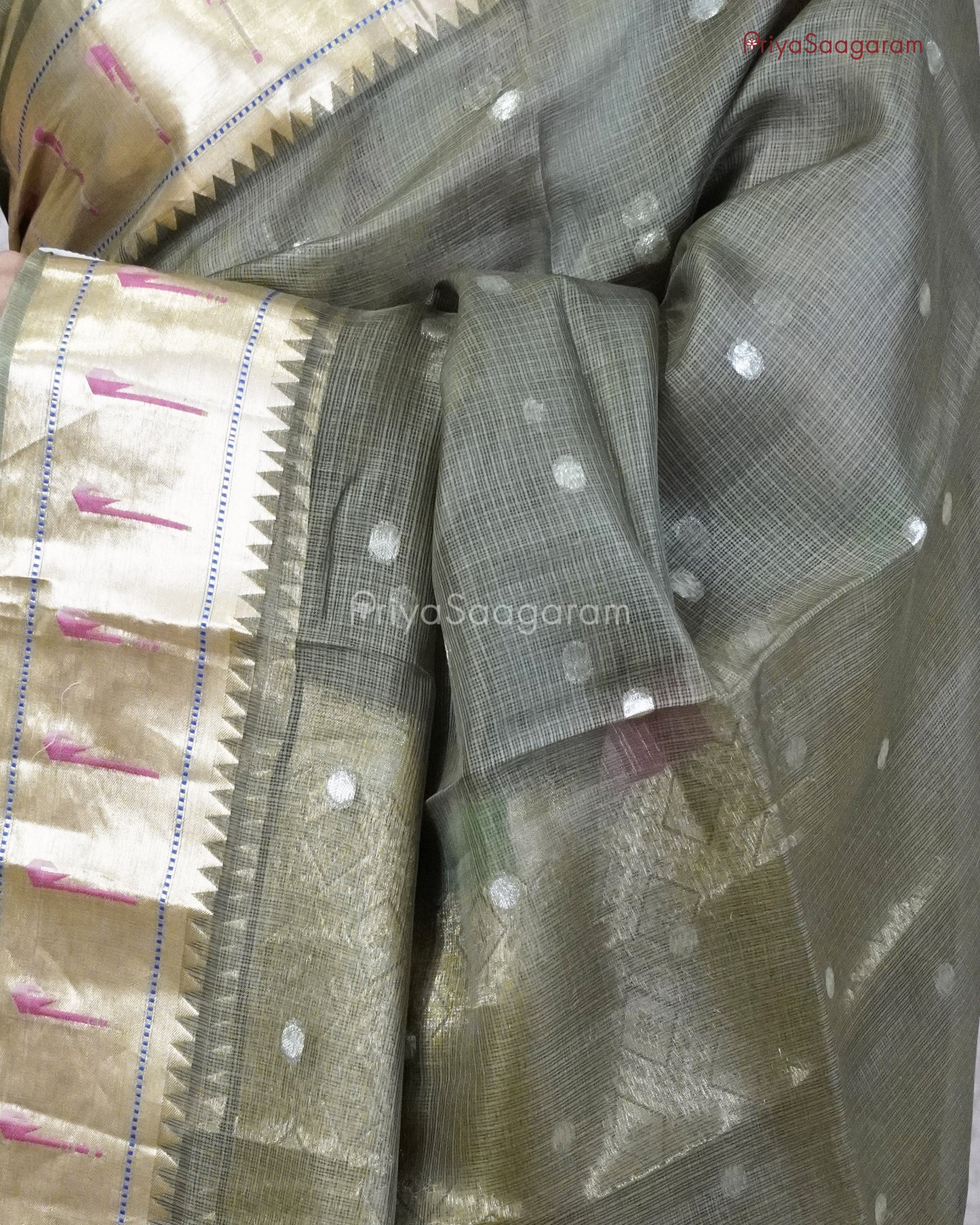 Military Green Paithani Kota - PC3586