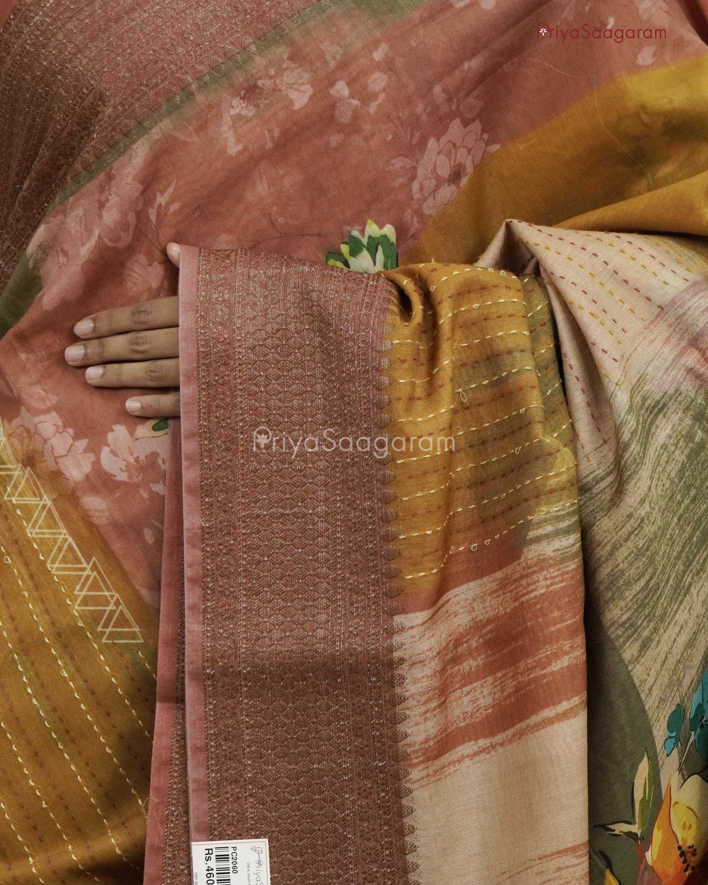 Multi-colored Floral Chanderi - PC2060