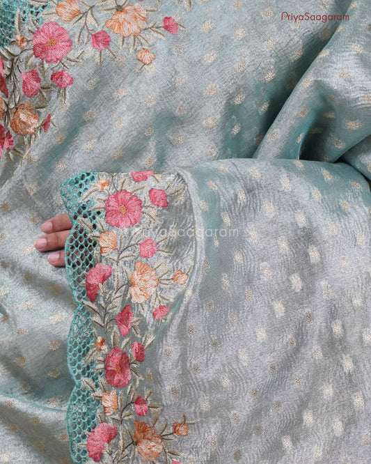 Sky Blue Floral Crush Tissue - PC2823