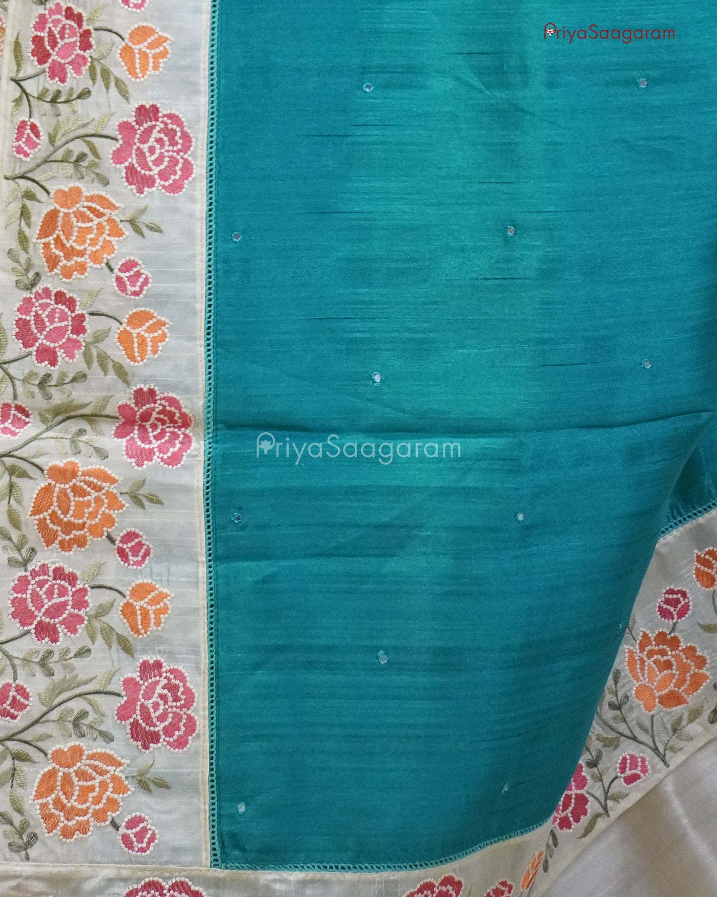 Pine Green Embroidery Tussar - PC1429
