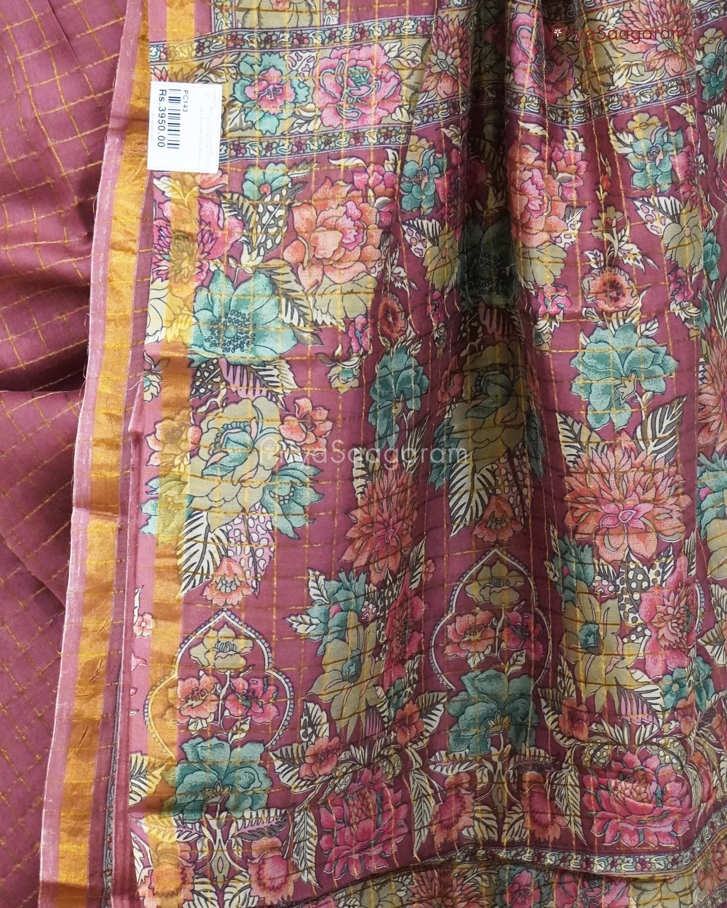 Rustic Zari Checked Chanderi - PC143