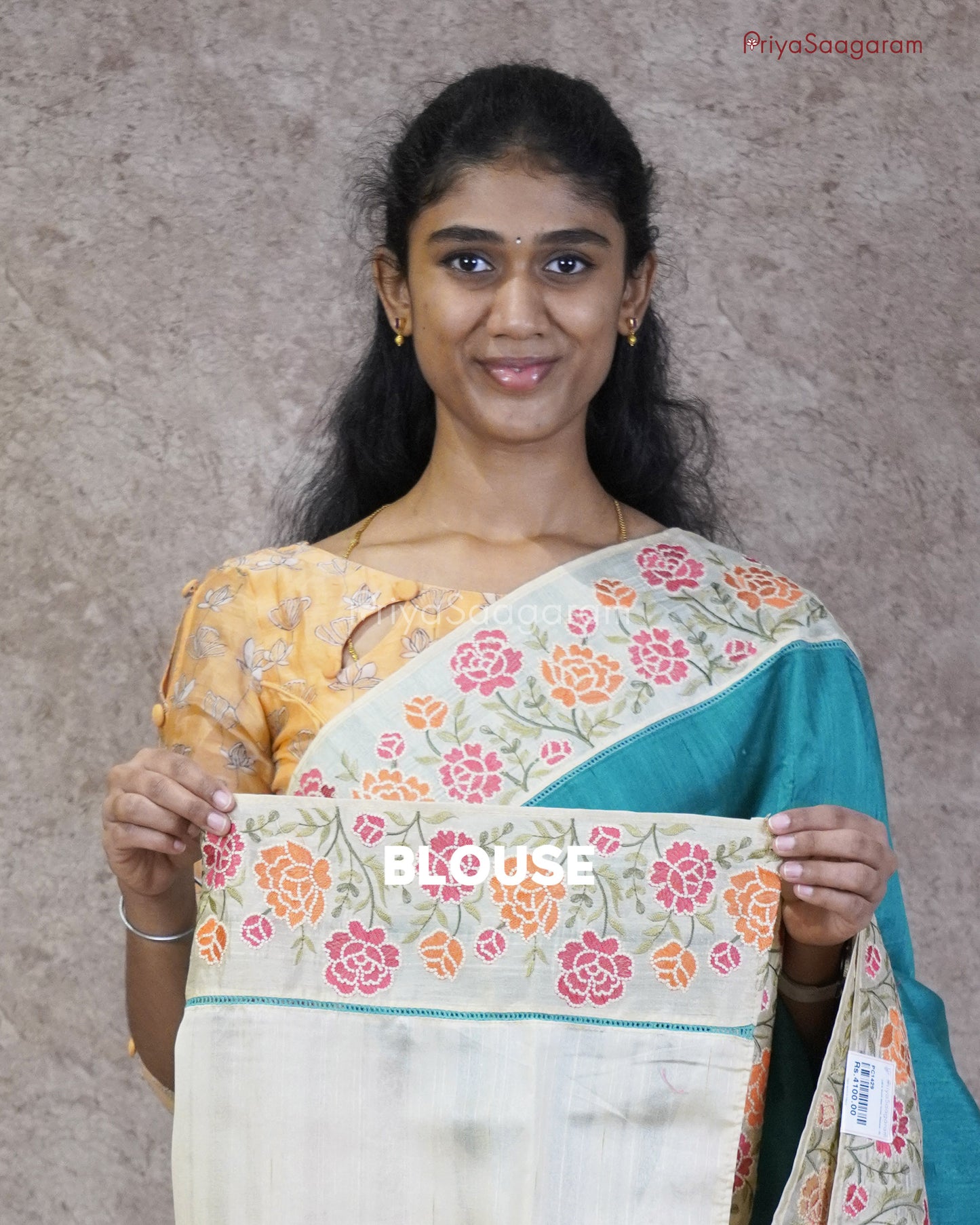 Pine Green Embroidery Tussar - PC1429
