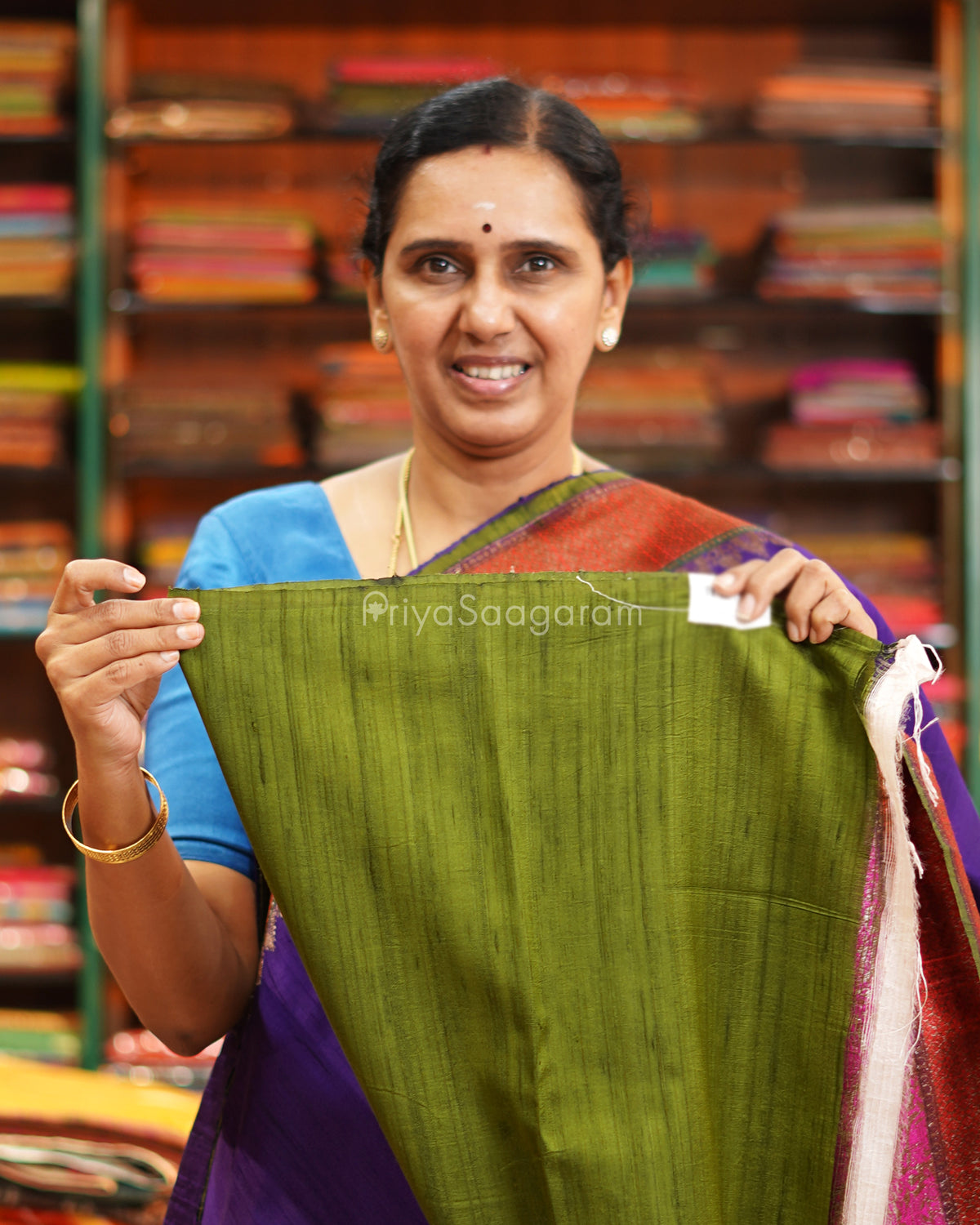 Violet Multi Colour Border Matka Silk - PE5804