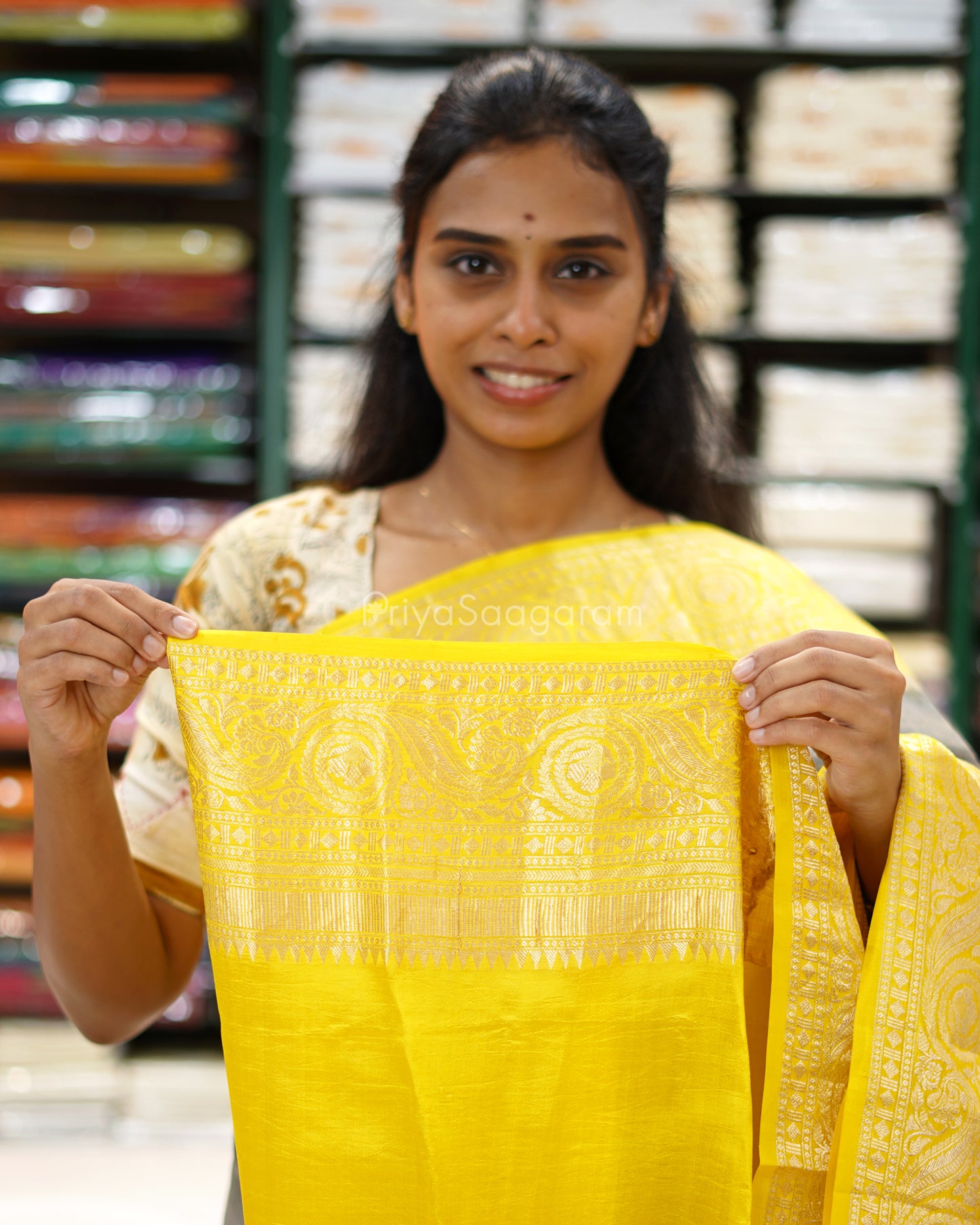 Charcoal Mustard Kanchi Banaras Silk - PD1063