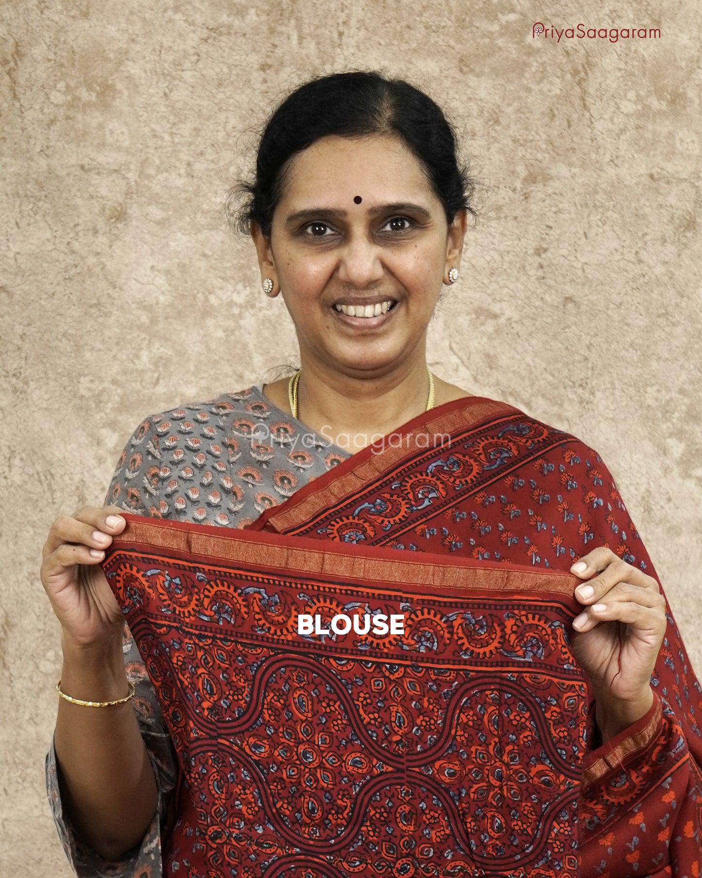 Maroon Ajrak Chanderi - PC1786