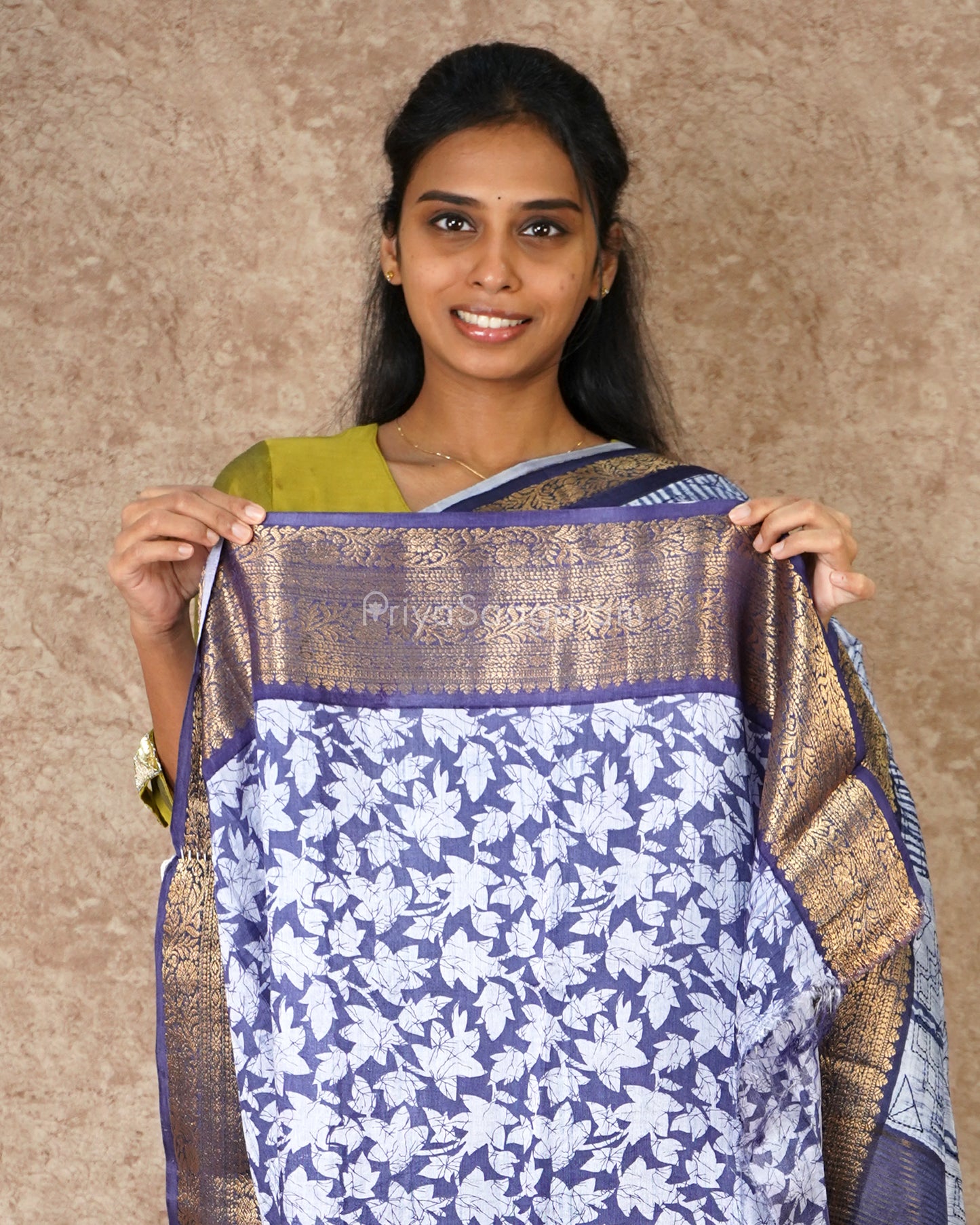 Blue Embroidery Dola Tussar - PD3147