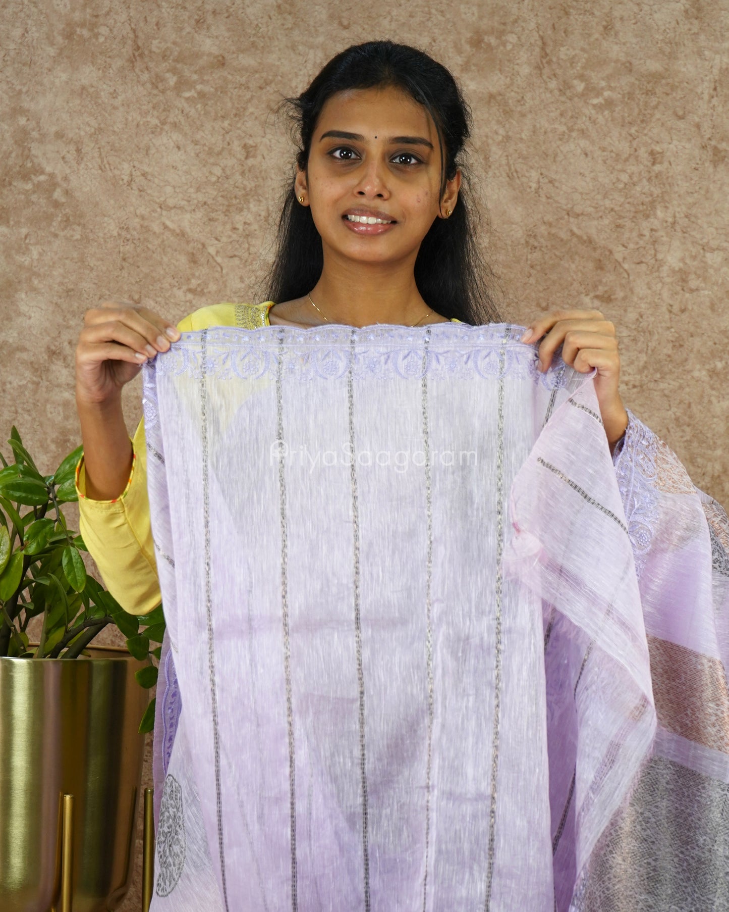 Lavender Embroidery Tussar - PD4111