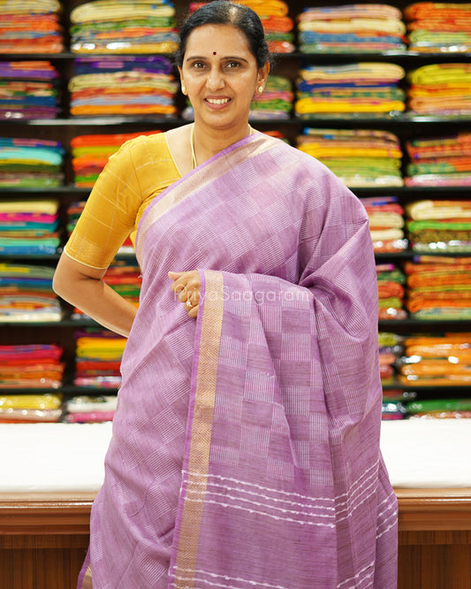 Purple Checked Tussar - PD1266