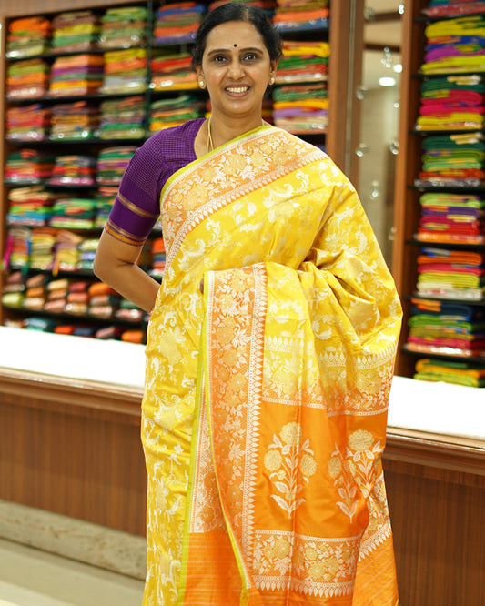 Yellow Banaras Katan Silk - PC1999