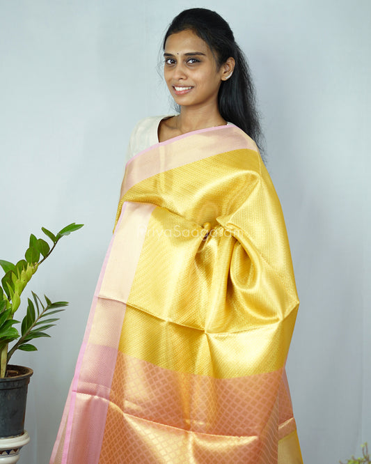 Yellow Pink Kanchipuram Tissue Silk - N4803