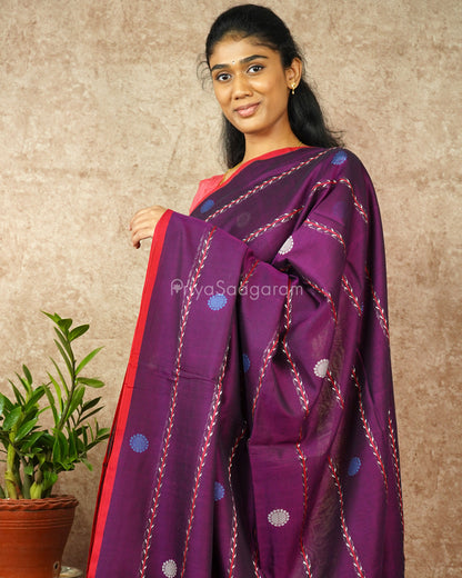 Deep Purple Embroidery Pure Cotton - PD1179