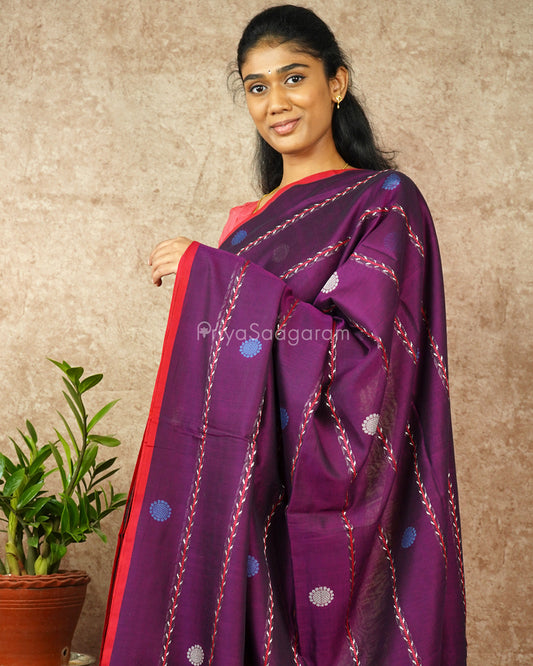 Deep Purple Embroidery Pure Cotton - PD1179