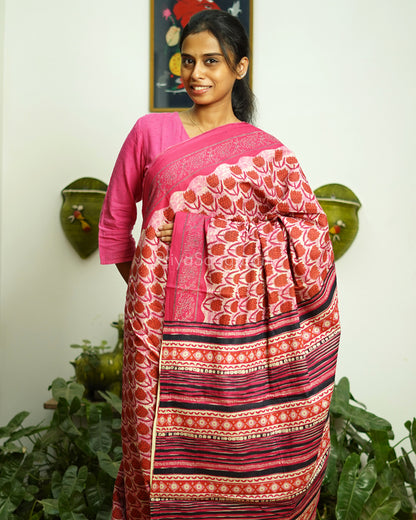 Pretty Pink Blockprint Pure Cotton - PC744