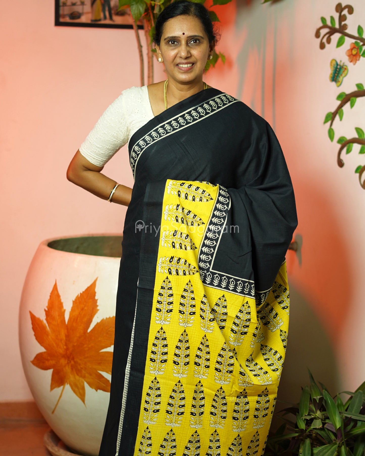 Solid Black Blockprint Pure Cotton - PD290