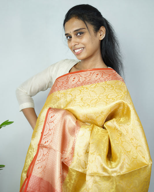 Yellow Red Kanchipuram Tissue Silk - N4803