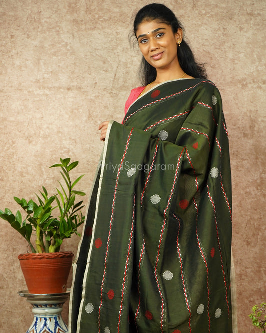 Mehndi Green Embroidery Pure Cotton - PD1178